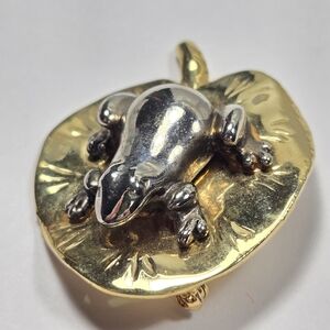 Vintage Gold and Silver Tone Frog Brooch Pin